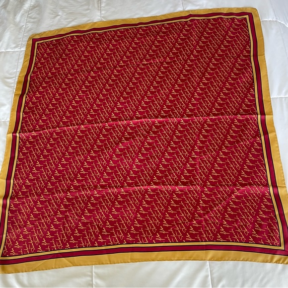 Josh Bach 100% Silk Scarf John Steinbeck Signature Print Red Square 35 x 35 In. - Picture 8 of 11